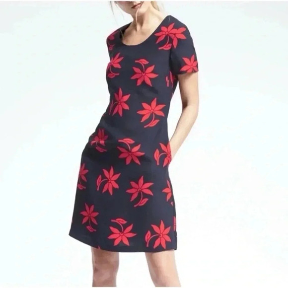 Banana Republic Short Sleeve Floral Print Midi Dress - Picture 1 of 14